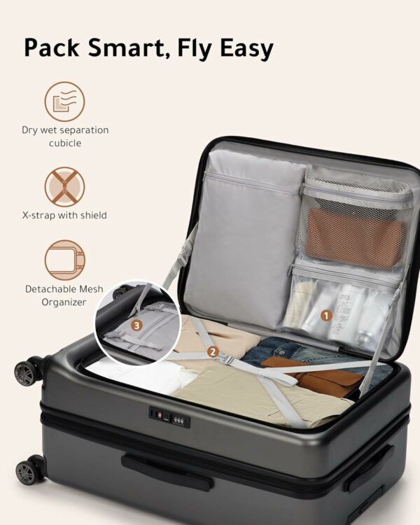 Luggage Sets 2 Piece, 20 Inch Carry On Luggage with USB Port and 28 Inch Checked Luggage with Front Opening, Expandable Suitcase TSA Approve Black 5